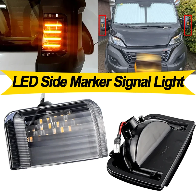 2PCS For Fiat Ducato 2006-2019 For Opel Movano C 2021-2023 LED Turn Signal Side Mirror Light Car accessories OEM#: 68374916AA