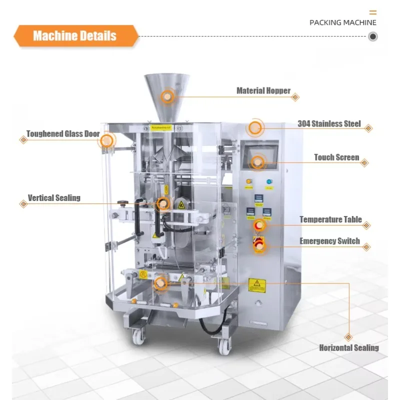 Automatic VFFS Powder Filling Packing Machine Electric Motor Multihead Combination Weigher Remote Monitoring for Food Packaging