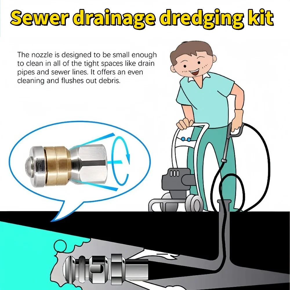 Imagem -06 - Tubo de Mangueira de Limpeza de Água de Esgoto Dreno de Esgoto Kit de Esgoto Jetter Mangueira de Lavadora de Pressão Bico de Máquina de Limpeza de Alta Pressão Karcher