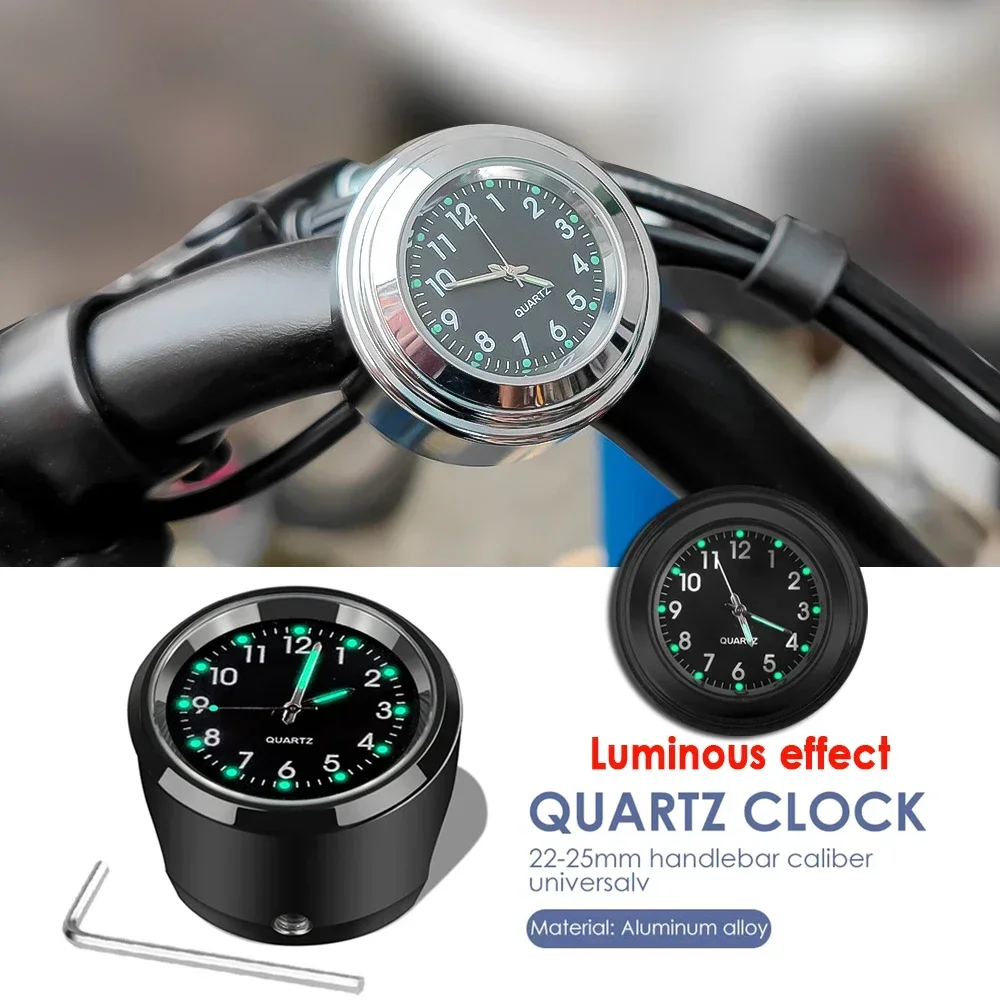 Universal Motorcycle Bike Handlebar Mount Quartz Watch Aluminum Luminous Clock Styling Waterproof Chrome Moto Accessories