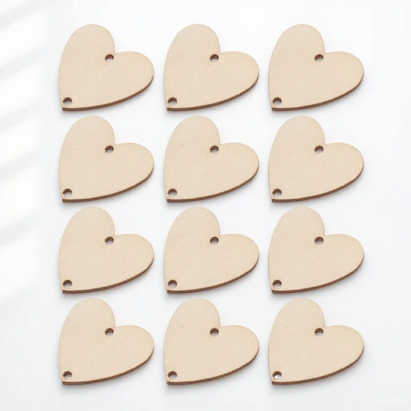

50Pcs Heart Wooden Slices Delicate Cutout DIY Birthday Reminder Hanging Wooden Plaque Calendar Home Wall Decoration