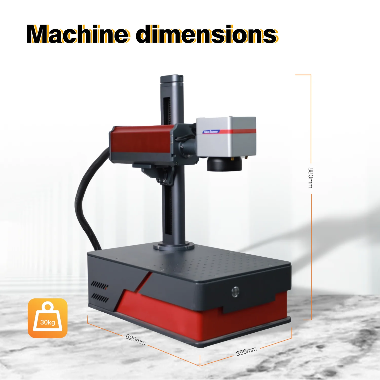 UMW 30W Fiber Laser Marking Machine High Precision 300mm Engraver for Metal Engraving with Rotary Function Integrated Design