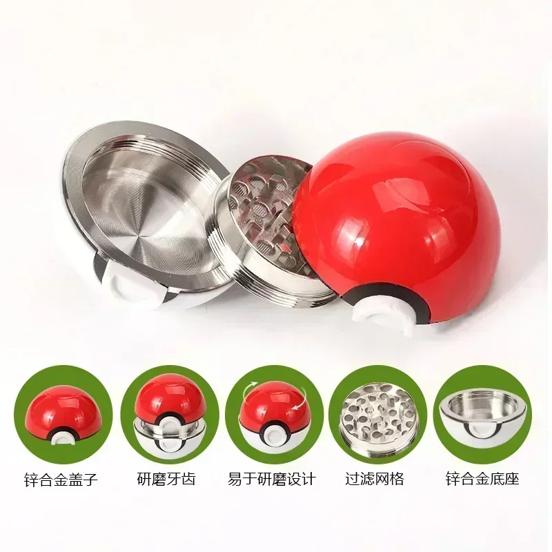 6 Types Metal Poke Ball Cartoon Gold Smoke Grinder 3 Layers Manual Tobacco Herb Zinc Alloy Mill Spice Crusher Smoking Accessorie