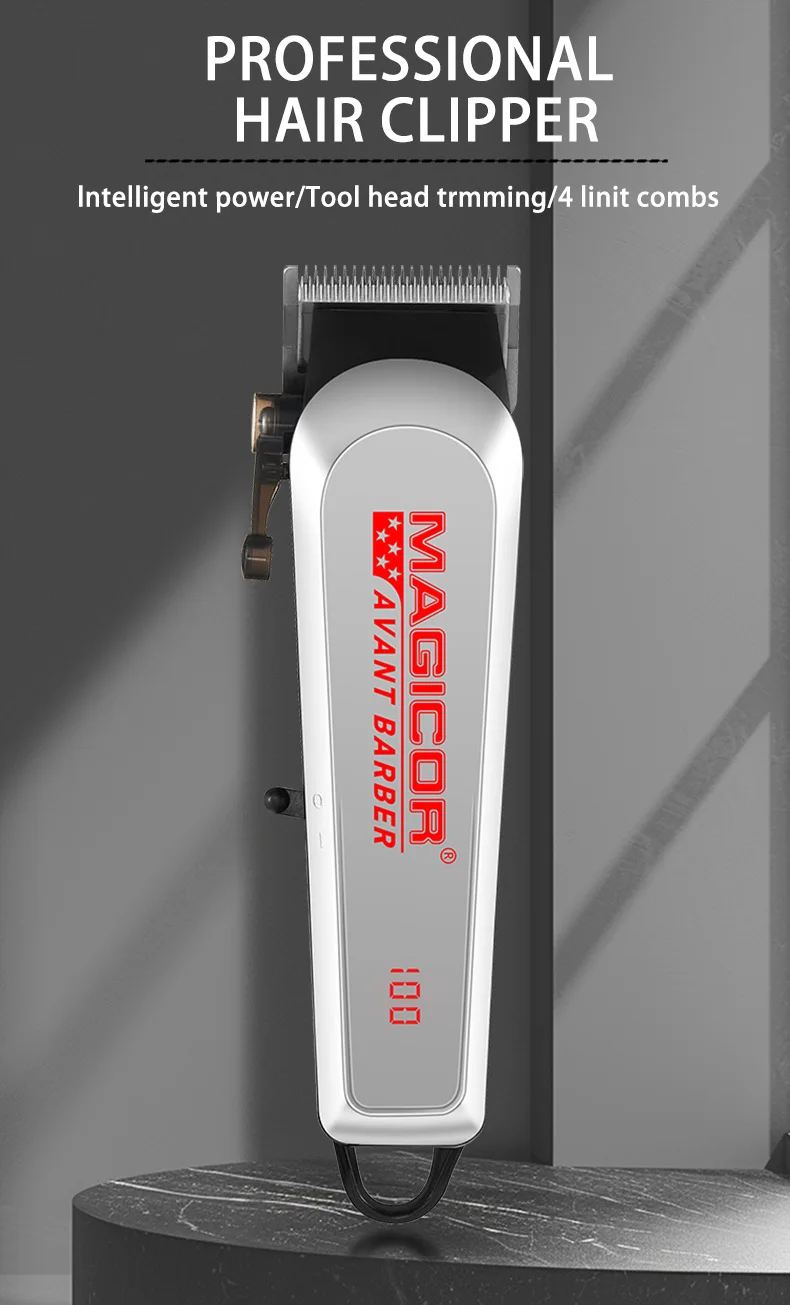Haarschneider, elektrische Haarschneidemaschine, Haarschneidemaschine, LED-Anzeige, Mode, Silber, bietet Salonqualität zu Hause, Schönheitsdienstleistungen – Detail 1