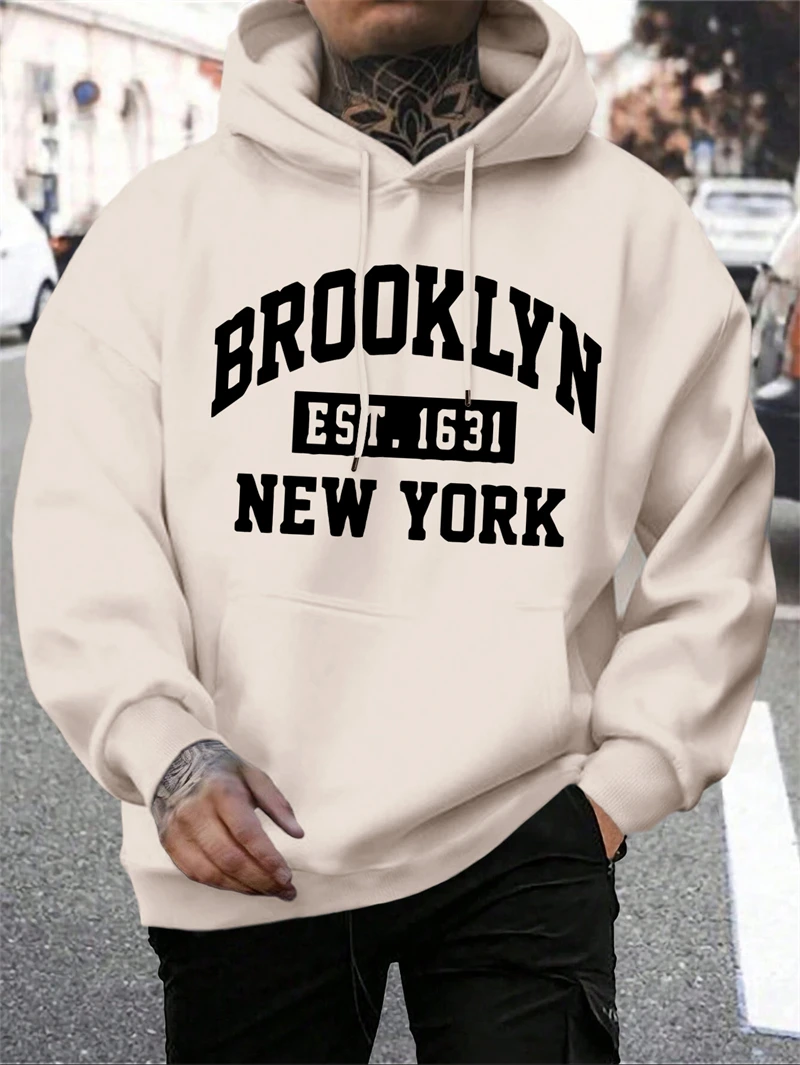 Einfache Mode Buchstaben Hoodies Für Männer Trendy Streetwear Herbst Winter 3D Gedruckt Hoodie Coole Übergroßen Atmungsaktive Sweatshirts