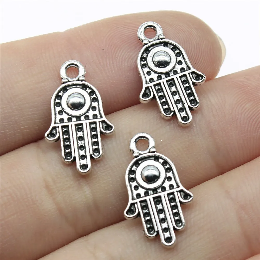 10Pcs Retro Alloy Fatima Palm Eye of Evil Connectors Clasps Charms for Necklace Bracelet Making DIY Jewelry Accessory Finding