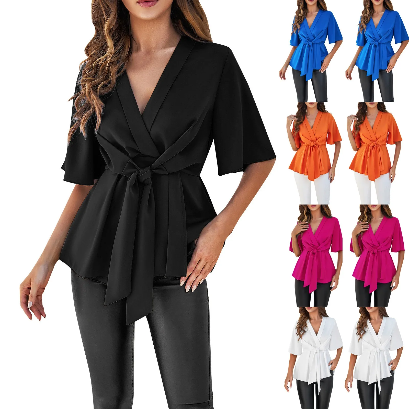 Lato jednolity kolor elegancki Top z krótkim rękawem i gorsetem Plus rozmiar damska odzież ubranie Plus Size dla kobiet 4xl 5xl 6xl 7xl