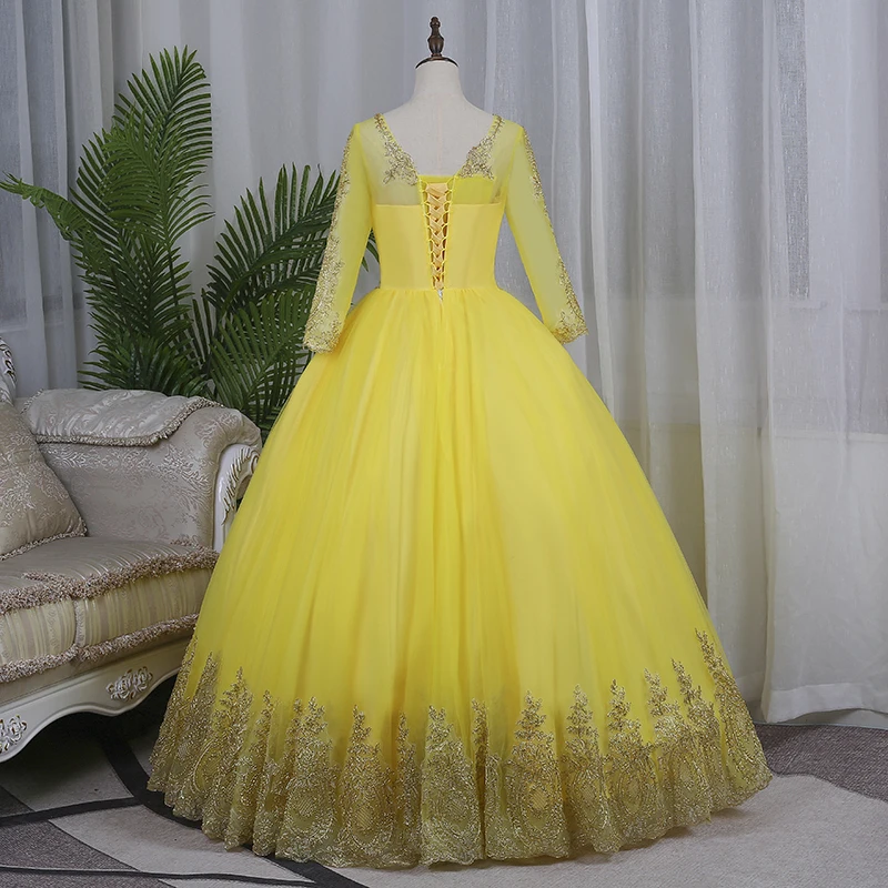 Quinceanera Dresses Loang Sleeve Prom Dress Sweet Party Dress Elegant Ball Gown Classic Lace Real Photo Vestidos Plus Size