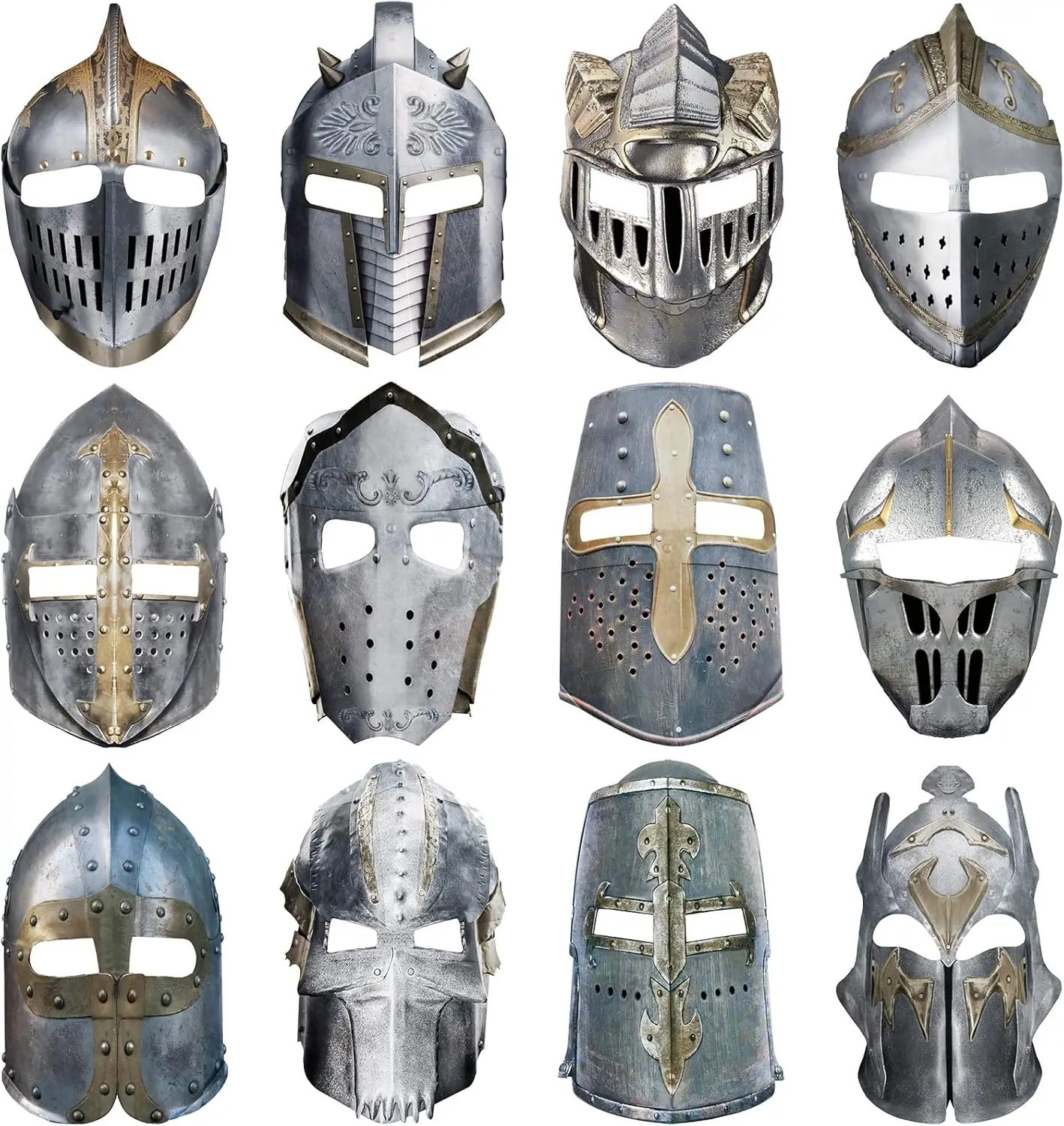 

12 Pcs Medieval Knight Masks for Kids Party Decor Paper Helmets Masquerade Costume