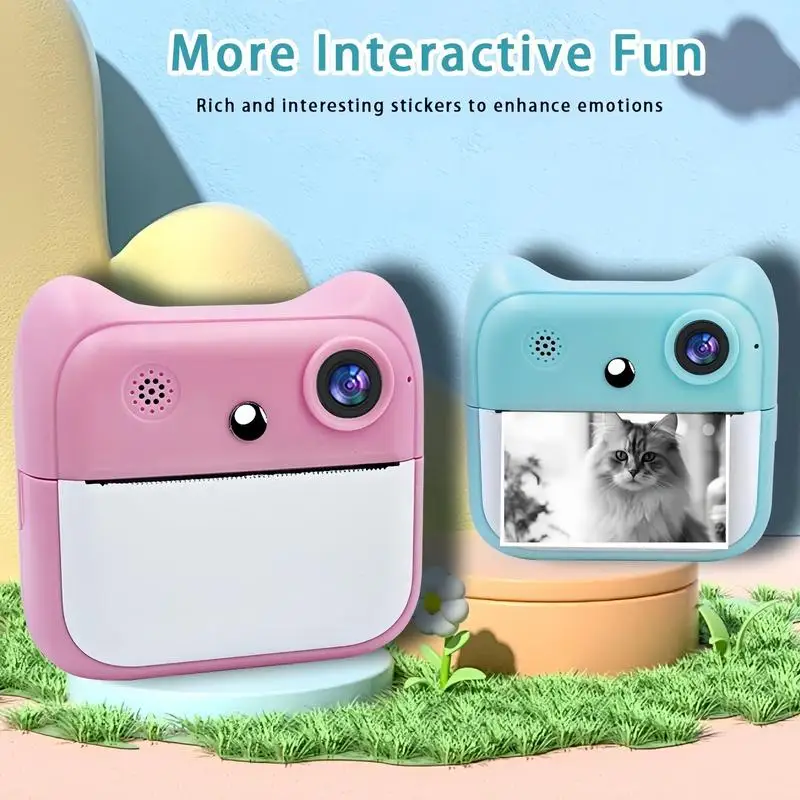 Impressora fotográfica sem fio portátil, câmera instantânea recarregável usb com papel de impressão, brinquedo criativo para meninos e meninas, presente de aniversário