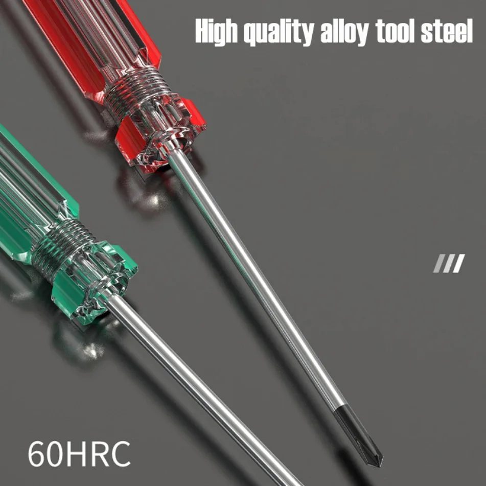 3*75mm Screwdriver Slotted Phillips Magnetic Tip Nut Driver Crystal Clear Handle Cross Flat Screw Key Precision Hand Tools 1 PCS