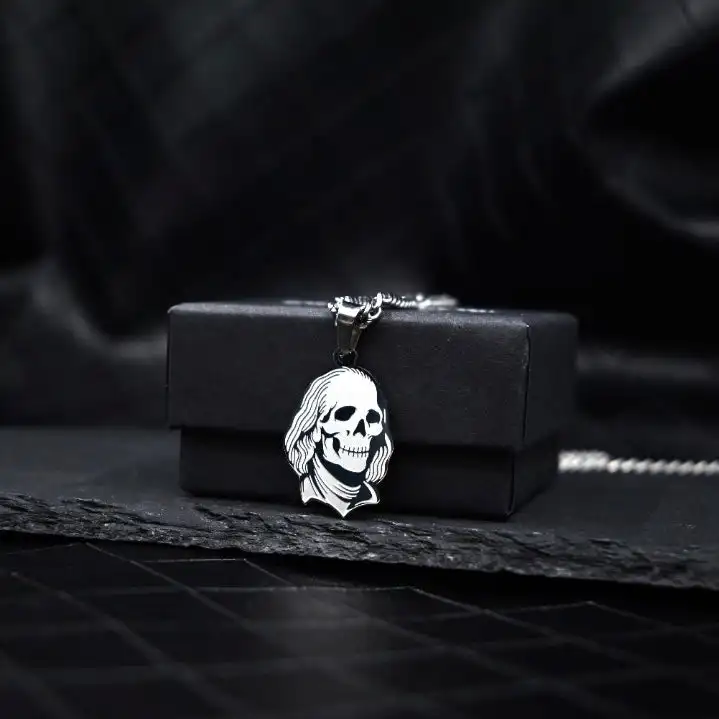 الهيب هوب بنيامين فرانكلين تند القوطي القلائد للنساء الرجال سلاسل مجوهرات من صلب لا يصدأ المختنق سلاسل قلادة الديكور #3