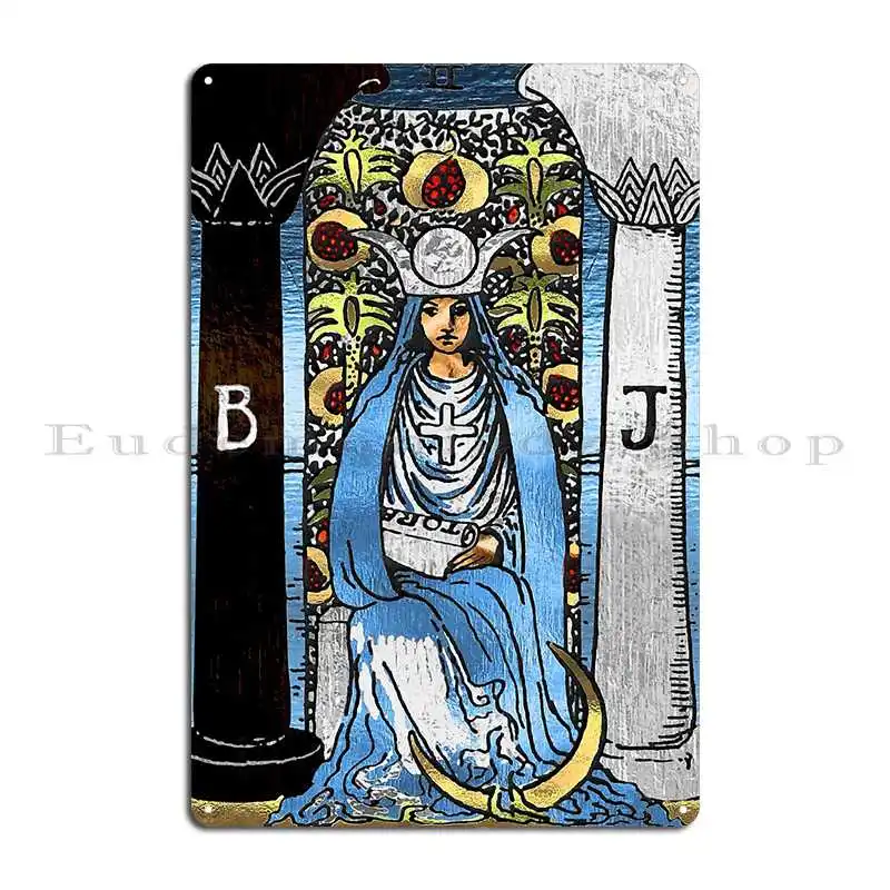 Tarot Gold Edition Major Arcana The High Priestess Metal Plaque Printing Party Cinema Custom Wall Decor Tin Sign Poster