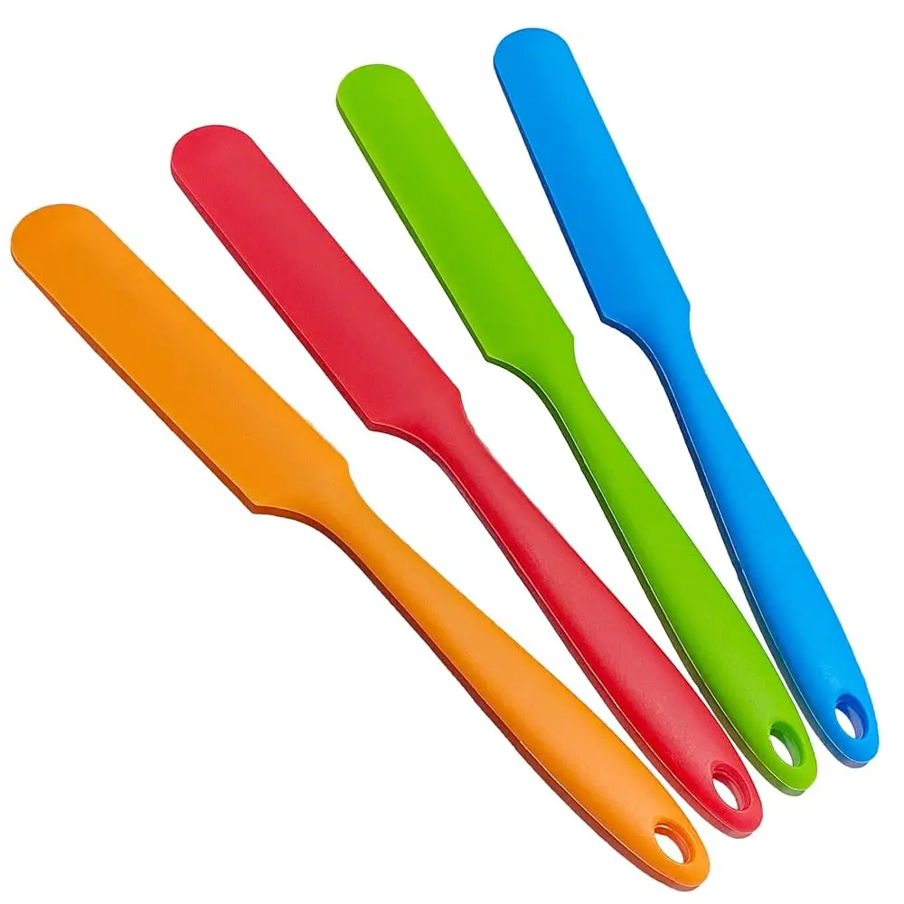 4 Pcs Silicone Jar Spatula Set Heat Resistant Cake Cream Butter Spatulas Mixing Batter Scraper Non-Stick Flexible Baking Coo