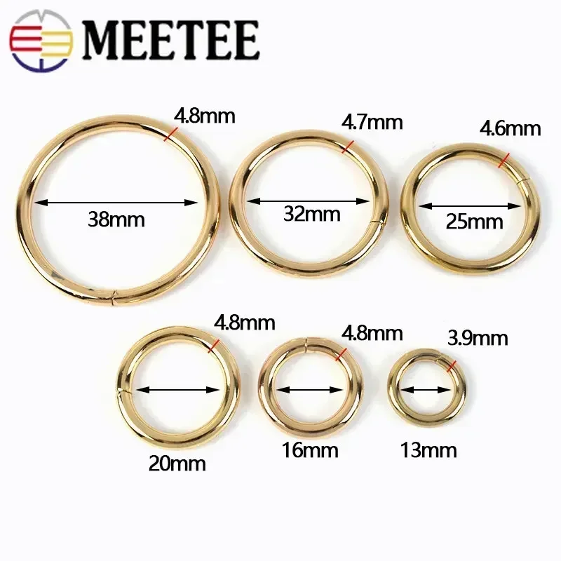 Meetee 6mmX200Pcs 13-50mmX20Pcs Metal O forma anillo hebilla círculo conexión gancho DIY bolsa Correa cinturón Collar de perro piezas Accesorios