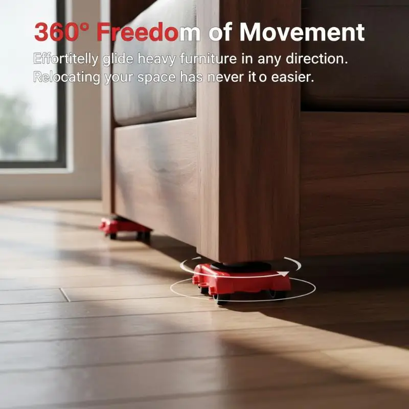 Heavy Duty Furniture Lifter 5 8Pcs Roller with Wheel Bar Moving Appliance Device for Home Bedroom Office Use - view 3