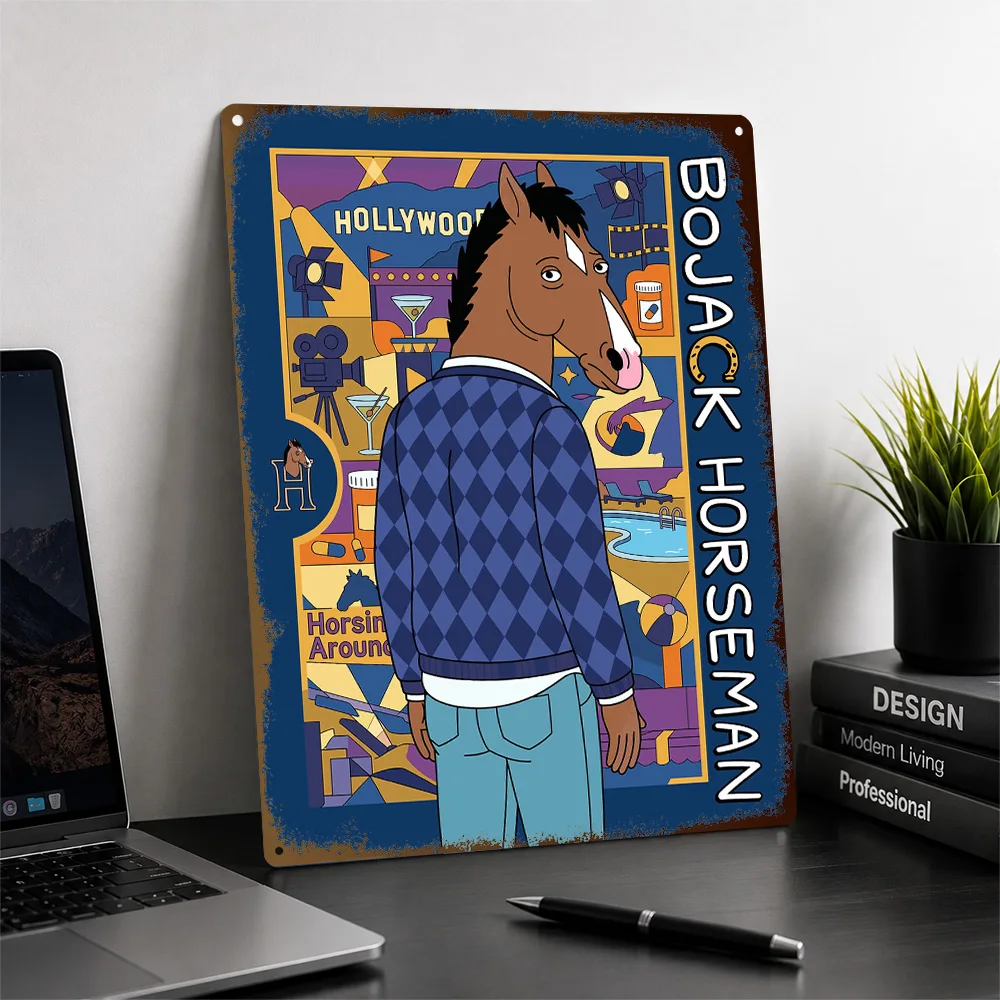 Bojack Horseman Character Printed Poster Cinematic Wall Art For Home Theater Personalized Aluminum Metal Sign Housewarming Gift