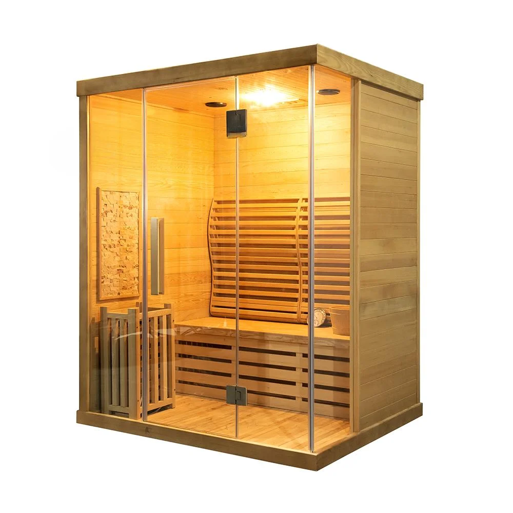 Luxury Steam Sauna Room 3 Person Indoor Hemlock Wood Traditional Sauna