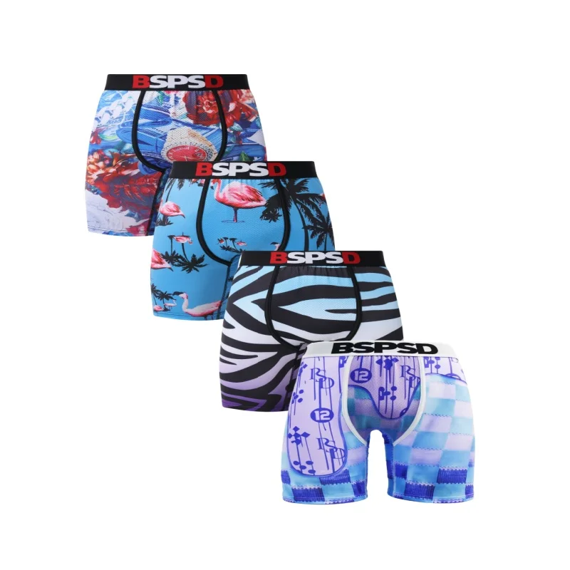 

4Pcs Men Underwear Boxers Sexy Breathable Man Underpants S-2XL Plus Size Mens Boxers Men's Panties Lingeries Boxer Briefs Trunks