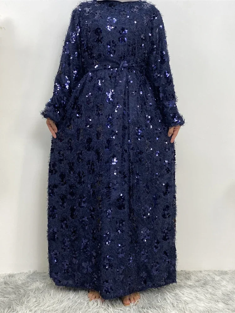 Sequins Tassel Abaya Muslim Long Dress for Women Ramadan Eid Long Sleeve Prayer  African Dresses Islamic Dubai Abayas 2023