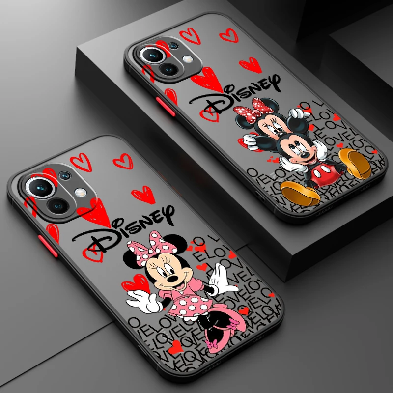 

Disney Mickey Minnie Mouse Frosted Translucent For Xiaomi Mi 13 12 12T 11T 11 11i 10T 10 9T Pro Lite Ultra 5G Funda Phone Case