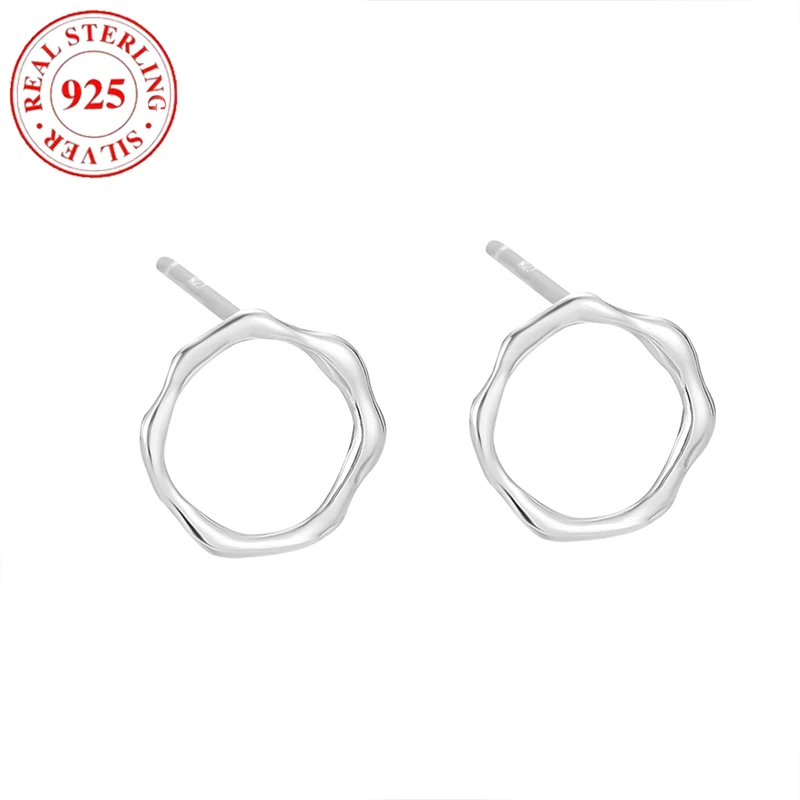 

S925 Sterling Silver Geometric Irregular Round Women's Earrings Hypoallergenic Suitable for Gifts