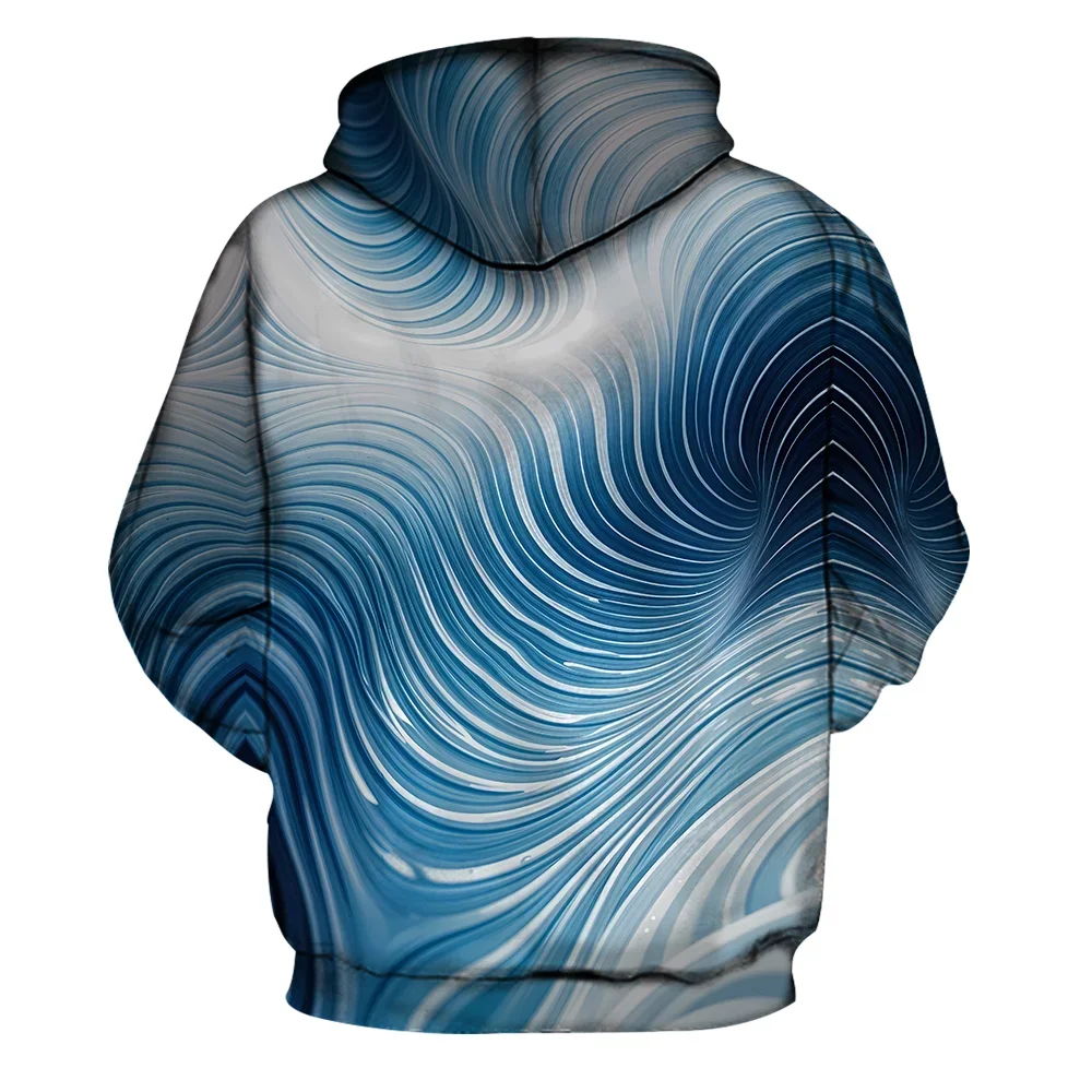 Men's Plus Size Linear Graphic Pullover Hoodie, Contour Waves or Diagonal Speed Line Prints, Modern Abstract Streetwear, S-9XL