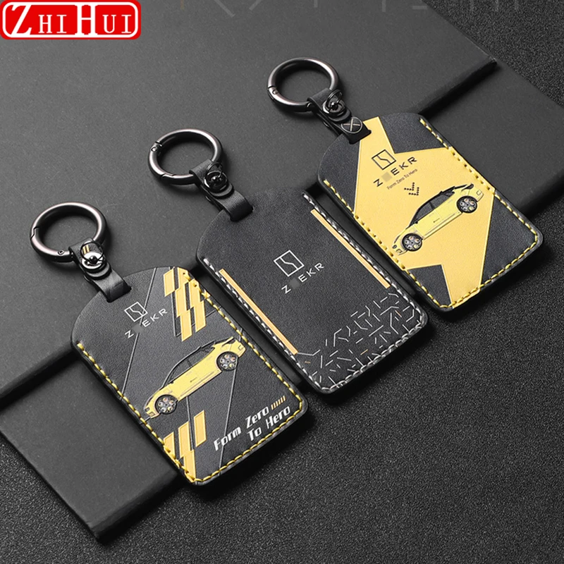 

For Zeekr 001 2024 2021 2022 2023 Car Styling PU Key Cover Protective Shell Case Buckle Modification Auto Accessories