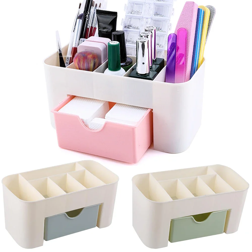 Nail Art Plastic Organizer Container Gel Polish Remover Cleaning Cotton Pad Swab Box Storage Case Accessories Tool Clean Desktop