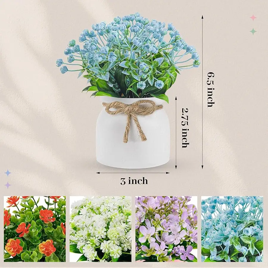 ดอกไม้ประดิษฐ์ 4 ชิ้น สำหรับตกแต่งบ้าน ห้องครัว สำนักงาน โต๊ะอาหาร