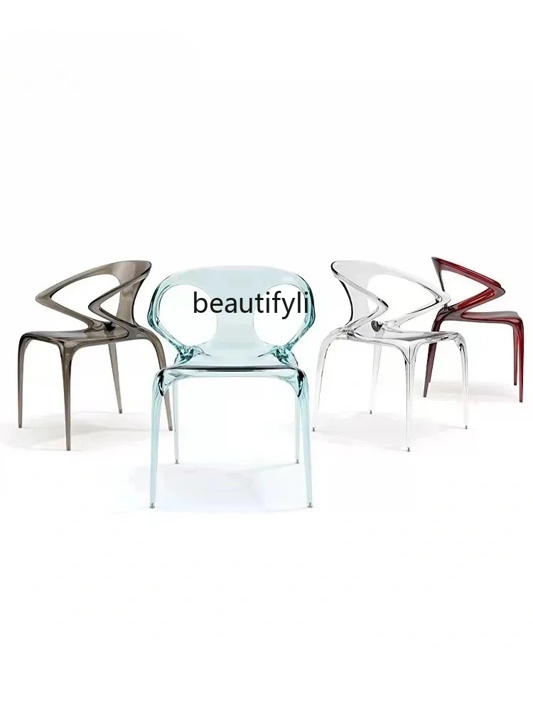 Italy Transparent Polycarbonate Chair Epoxy Crystal Living Room Dining Chair Rochburg Acrylic Armchair furniture