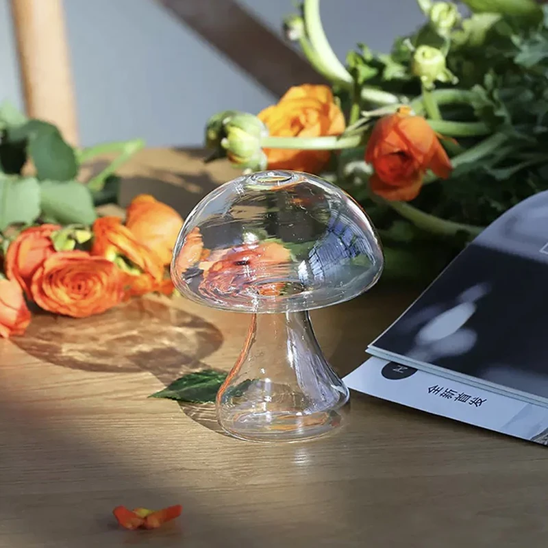مزهرية فطر إبداعية مزهرية زجاجية شفافة للزراعة المائية ديكور منزلي تتميز بزخرفة مزهرية للعلاج العطري #2