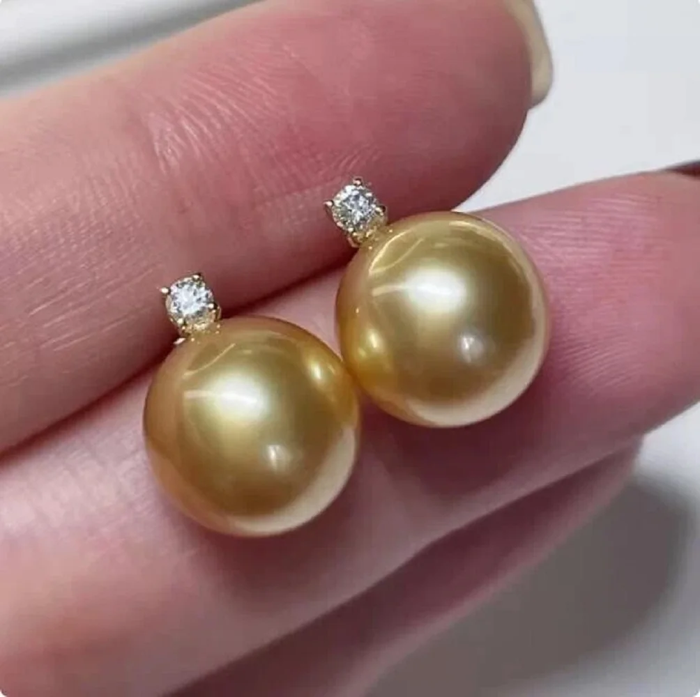 

Красивые серьги AAAA+10-11 мм, серьги из натурального круглого жемчуга, золото 18 карат/AU750