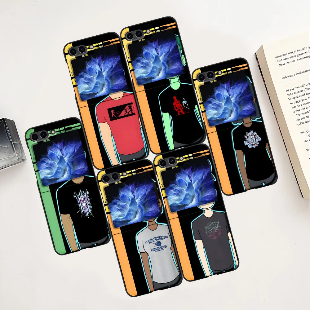 Star Trek Cartoon Fall für Samsung Galaxy Z Flip5 schwarz Hard Phone Cover ZFlip5 PC Schutz Coque Z Flip 5 Shell