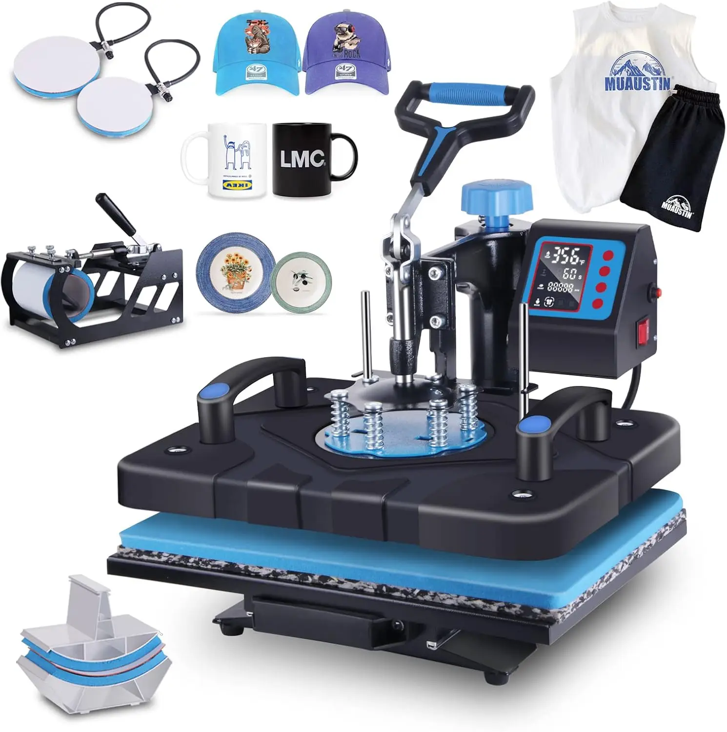 

Upgraded 5 in 1 Heat Press Machine 12 x 15 Inch Heat Transfer Machine 360-Degree Swing Away Multifunction Digital Sublimation