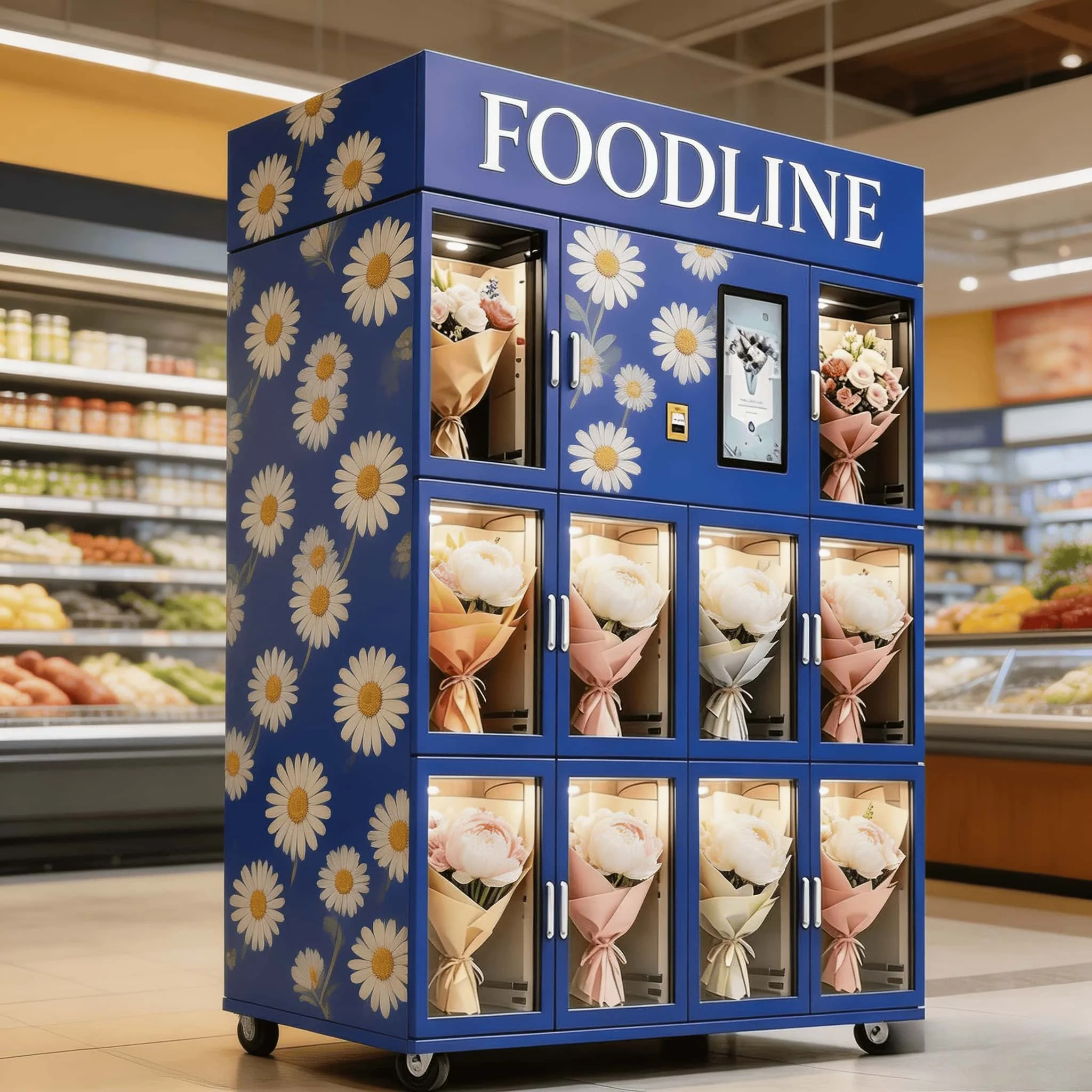 FOODLINE Outdoor Waterproof Flower Vending Machine Air Cooling Smart Locker QR Payment Fresh Flower Automatic Seller