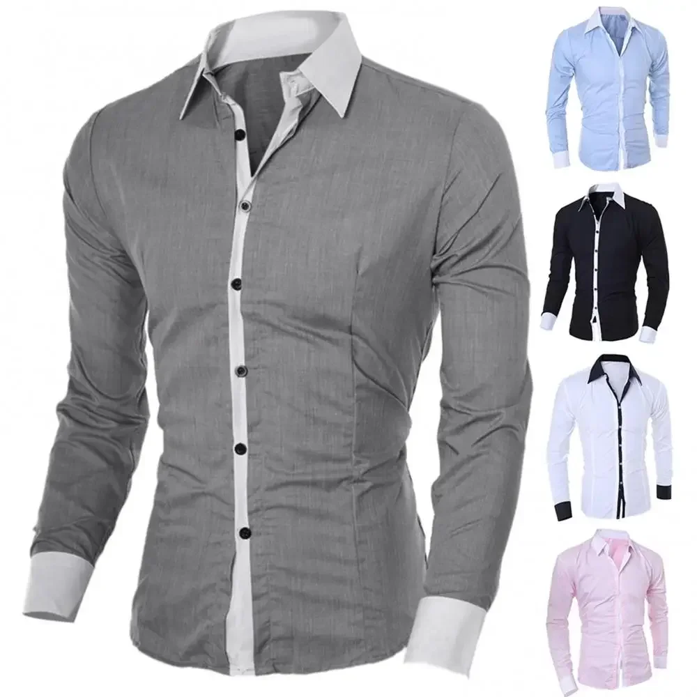 

Shirt Men Clothing Long Sleeved Non Ironing Business Formal Work Suit Shirts Men's Button Tops