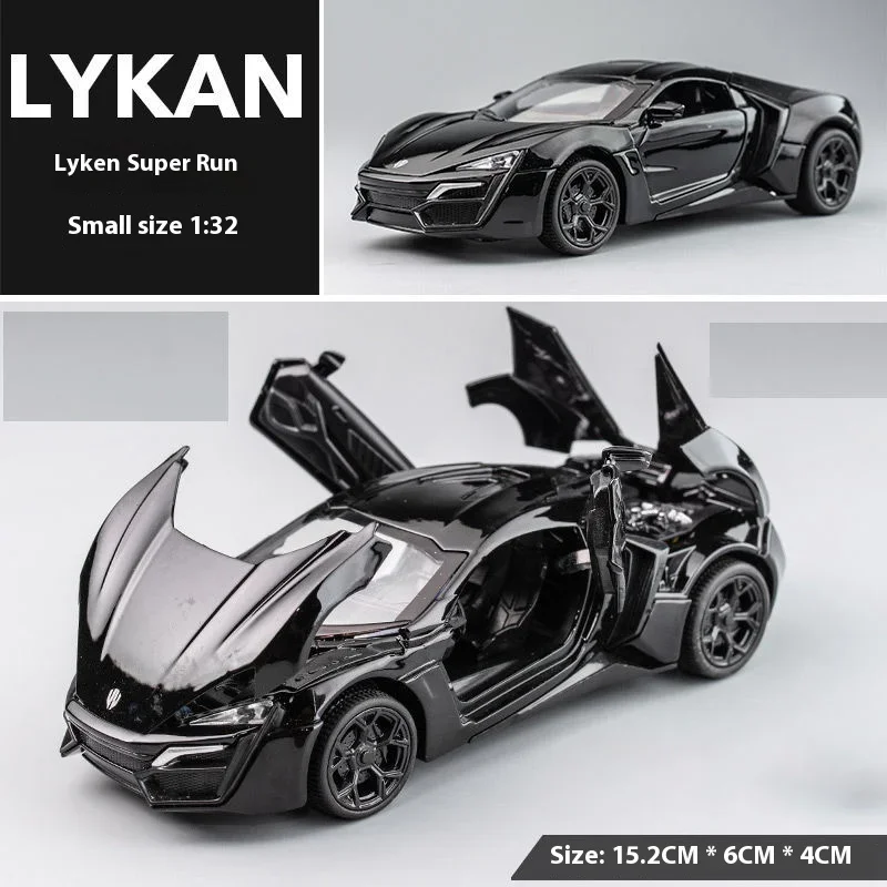 1:32 W Motoren Lykan Hypersport Super Sport Auto Legering Metaal Gegoten Model Voertuig Verzamelen Hobby Geluid En Licht Trendy Ornamenten