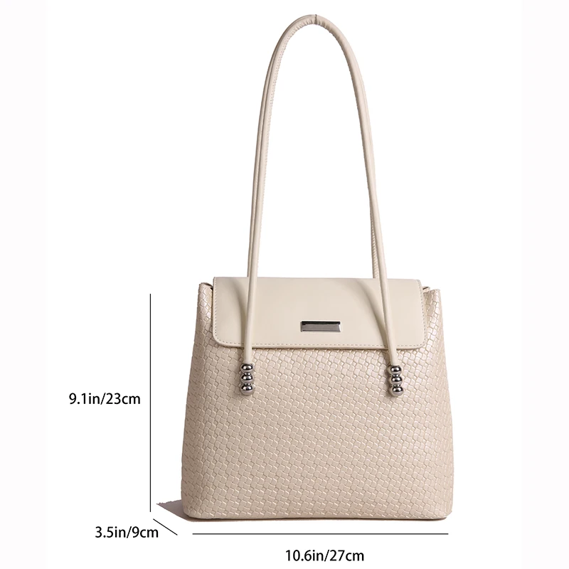 

Women Large Capacity Lightweight Commuter Shoulder Bag Premium Work Tote Bag Retro Woven Handheld Tote Bag Water-Resistant