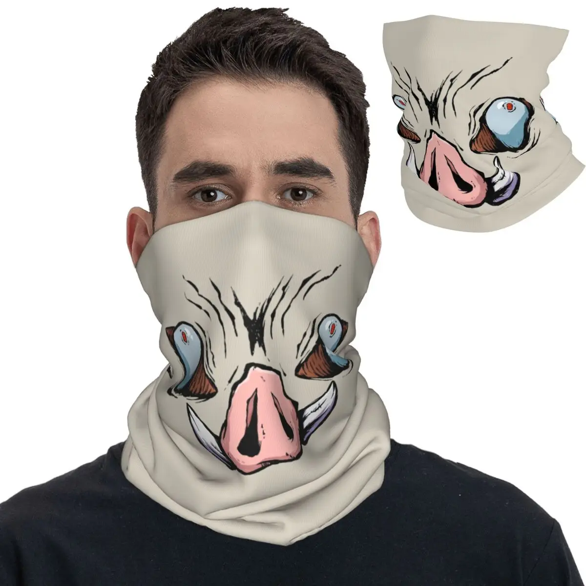 Demons Pig Face Bandana Neck Gaiter Printed Slayers Print K-Kimetsu Anime Balaclavas Face Mask Scarf Headband Unisex Adult