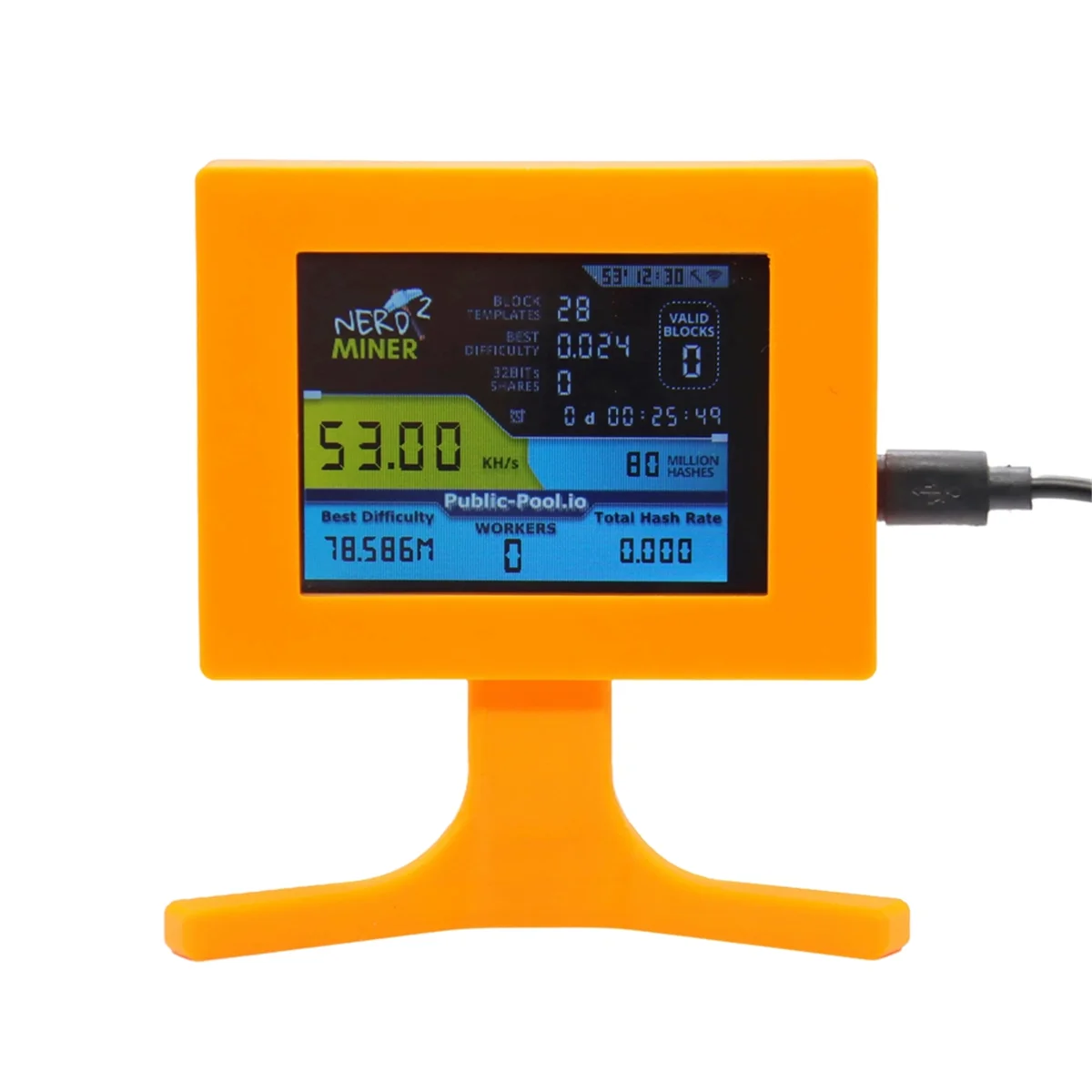 T61C_Nerdminer V2 56kh/S 2.8 Inch LCD Display orange