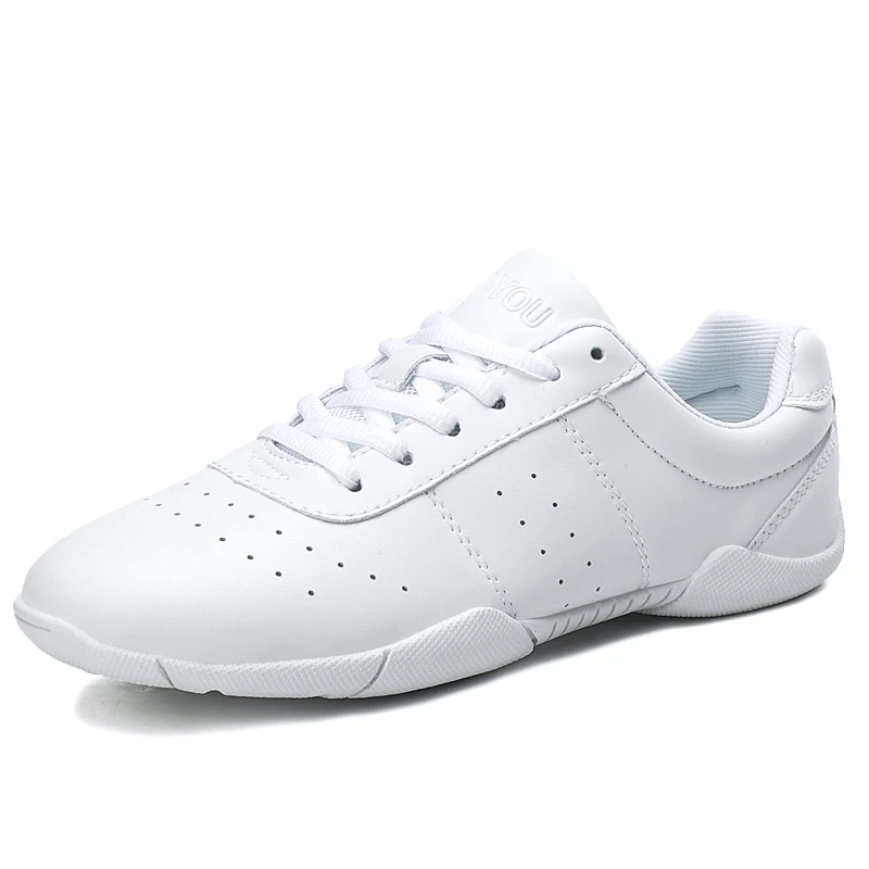 BAXINIER Girls' White Cheerleading Shoes Light Breathable Stylish Trainers for Dance Tennis & Cheer Competitions Youth Aerobics