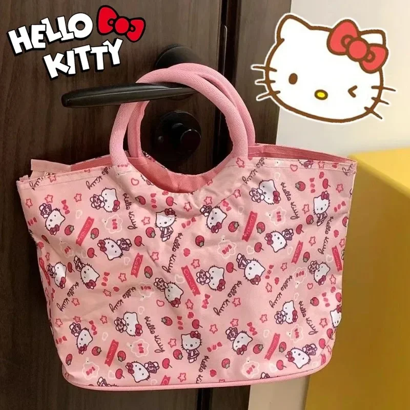 

Sanrio Hello Kitty Pattern Bag Lightweight Large Capacity Satchel Trendy Lunch Bag Cartoon Anime Travel Bag Fashion Shoulder