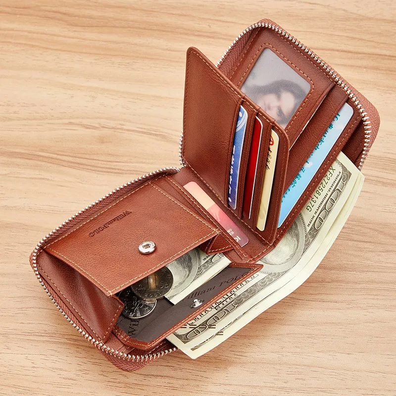 Men's Wallet Banyanu New Leather Short Ultra-Thin Driver's License Card Bag Multi-Functional Vertical Men's Wallet
