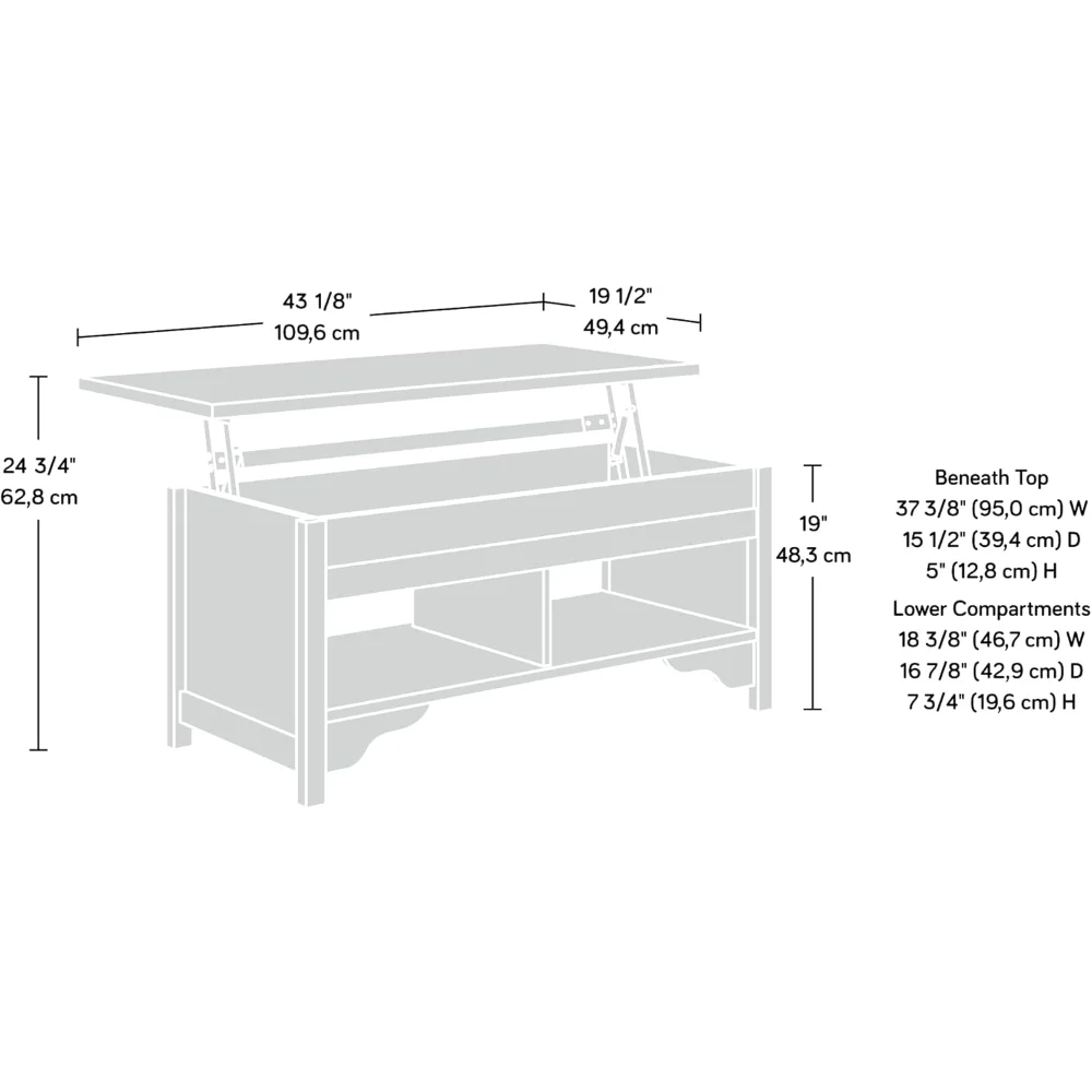 Sauder Dawson Trail Lift-Top Coffee Table with Open Shelf, Raven Oak Finish