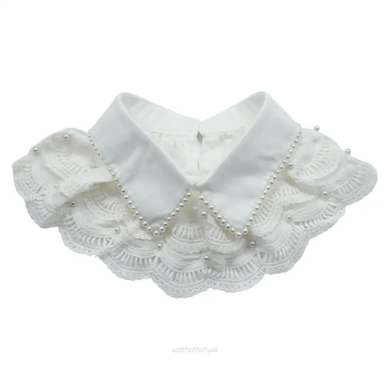 X5XA Adorable White Detachable Spread Lapel Collar Accessory For Women Girls Fashion