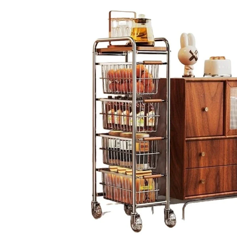 

Small apartment drawer kitchen storage rack multi-layer storage does not take up space removable trolley storage