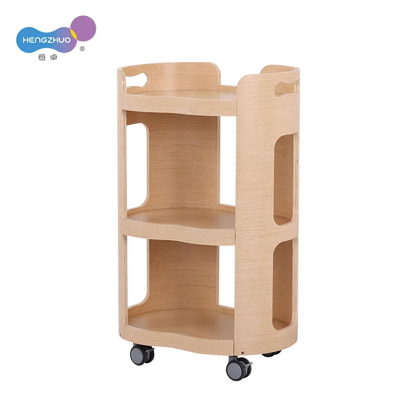 

Современная 3-ярусная деревянная тележка для салона красоты, сверхпрочная, экологичная, на 4 колесах, легко перемещаемая, для коммерческого использования