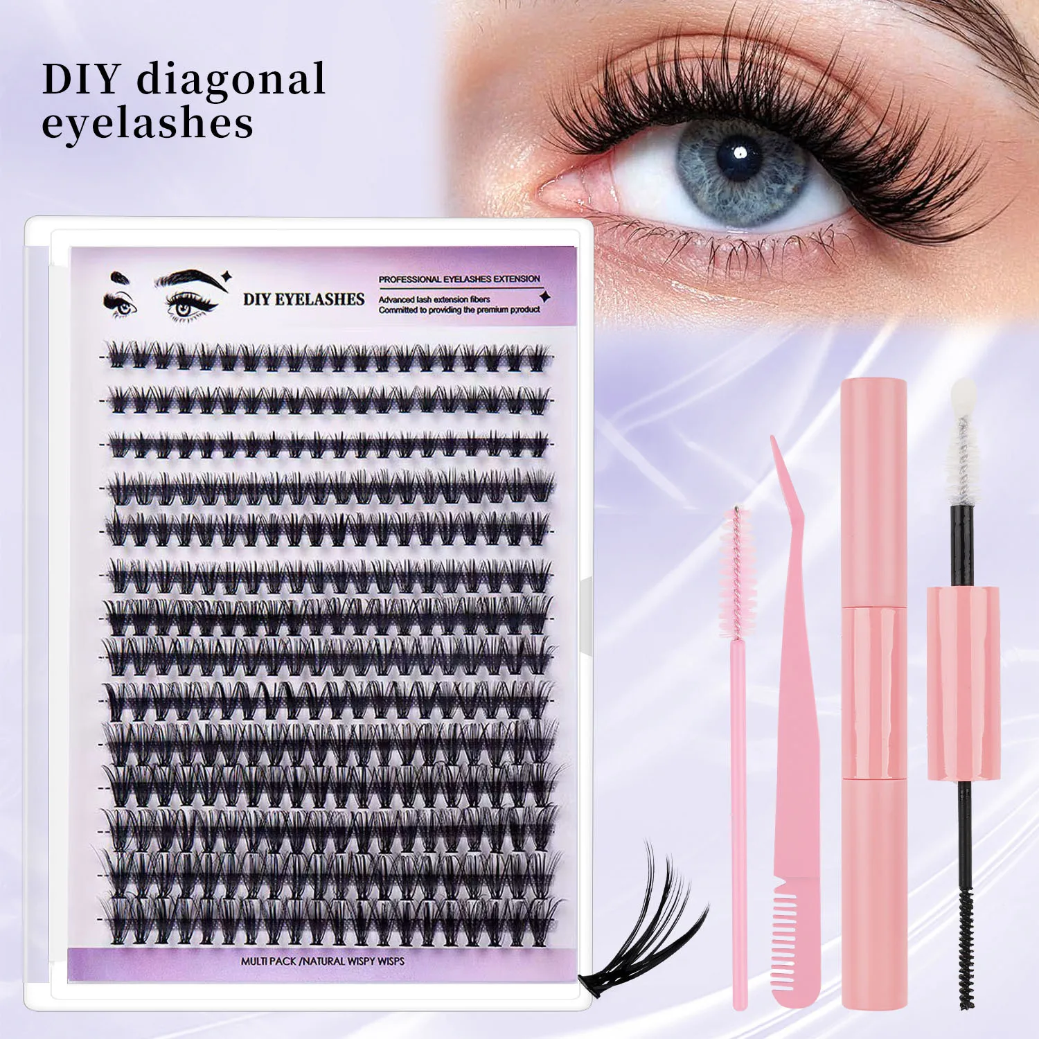 Dicke und große Volumen-280-Cluster, falsche Wimpern, D-Kurve, DIY-Wimpern, segmentierte einzelne Cluster-gepfropfte falsche Wimpern