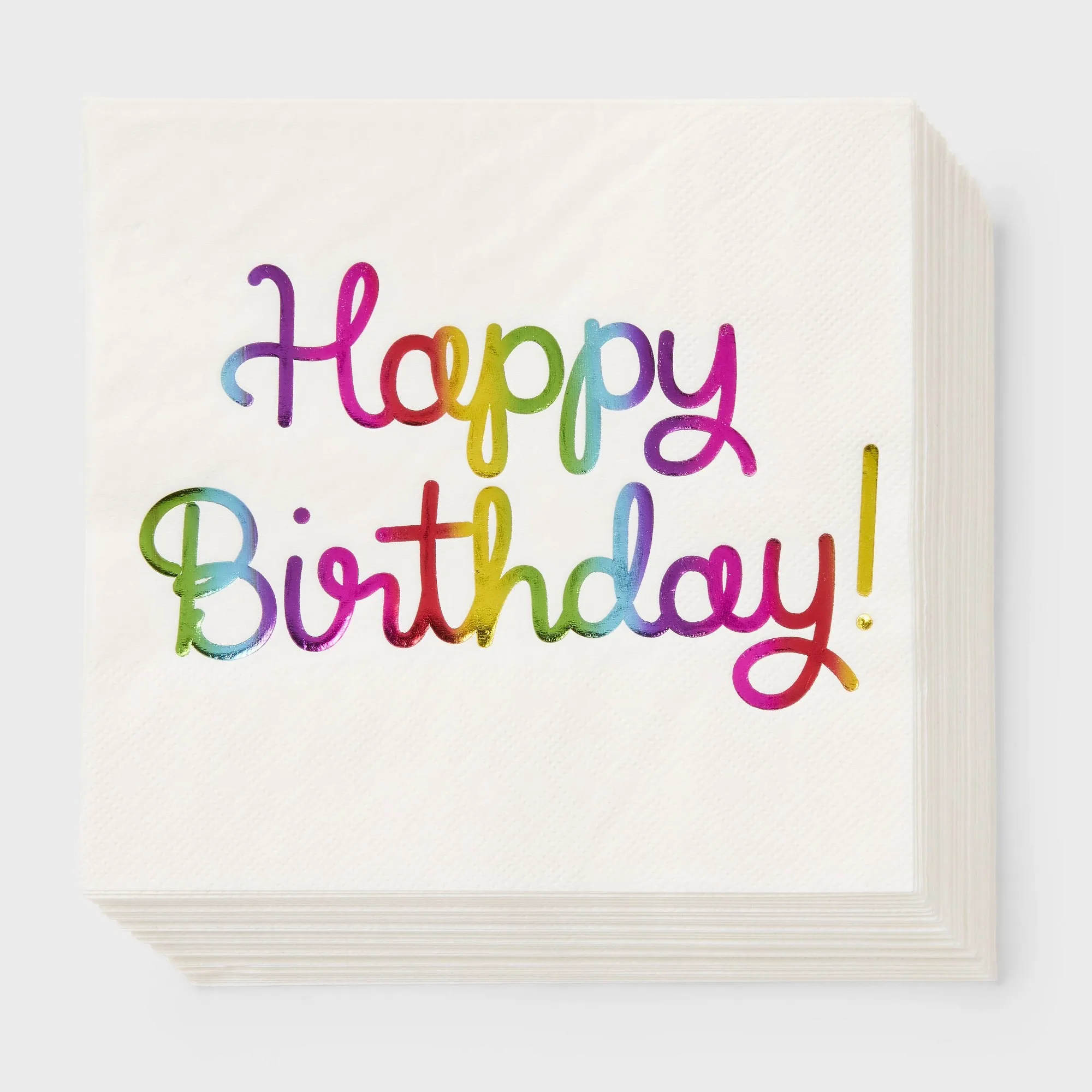 30ct Happy Birthday Rainbow Foil Lunch Napkins, Colorful Party Table Decor For Kids And Adults Celebrations